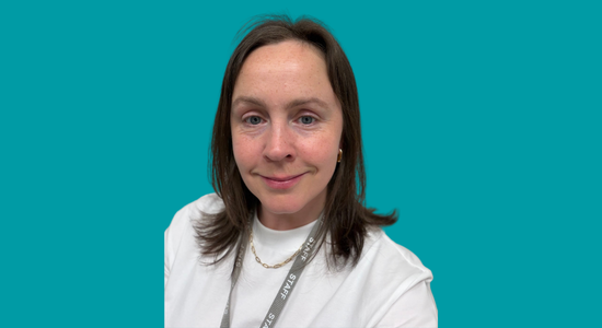 One of Berneslai Homes' Board members, Aisling McNulty, superimposed on a light blue background.