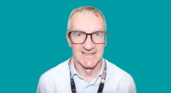 One of Berneslai Homes' board members, George Paterson, superimposed on a light blue background.